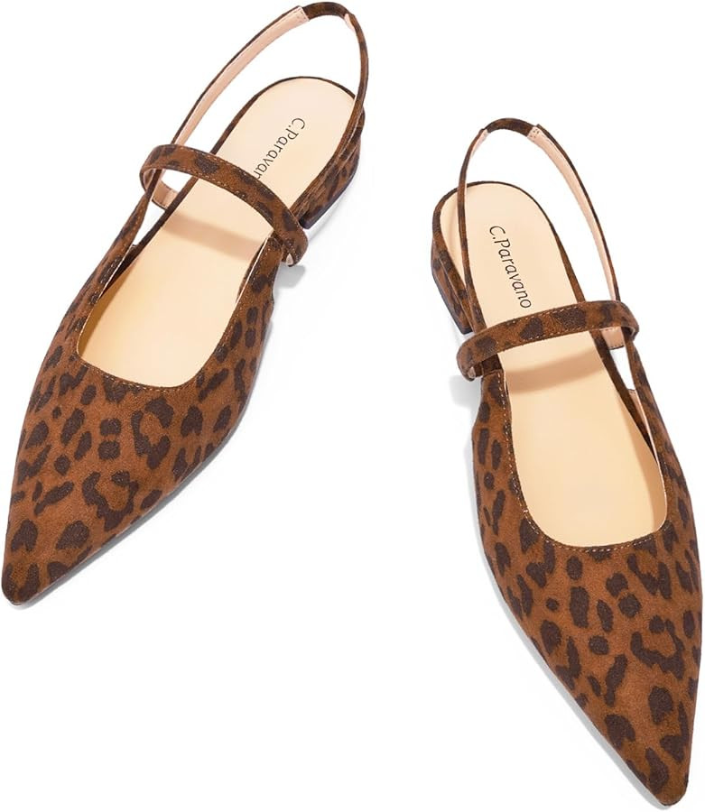 C.Paravano Women's Slingback Flats & Heels - Pointed Toe, Ankle Strap, Comfortable Leather Dress ... | Amazon (US)