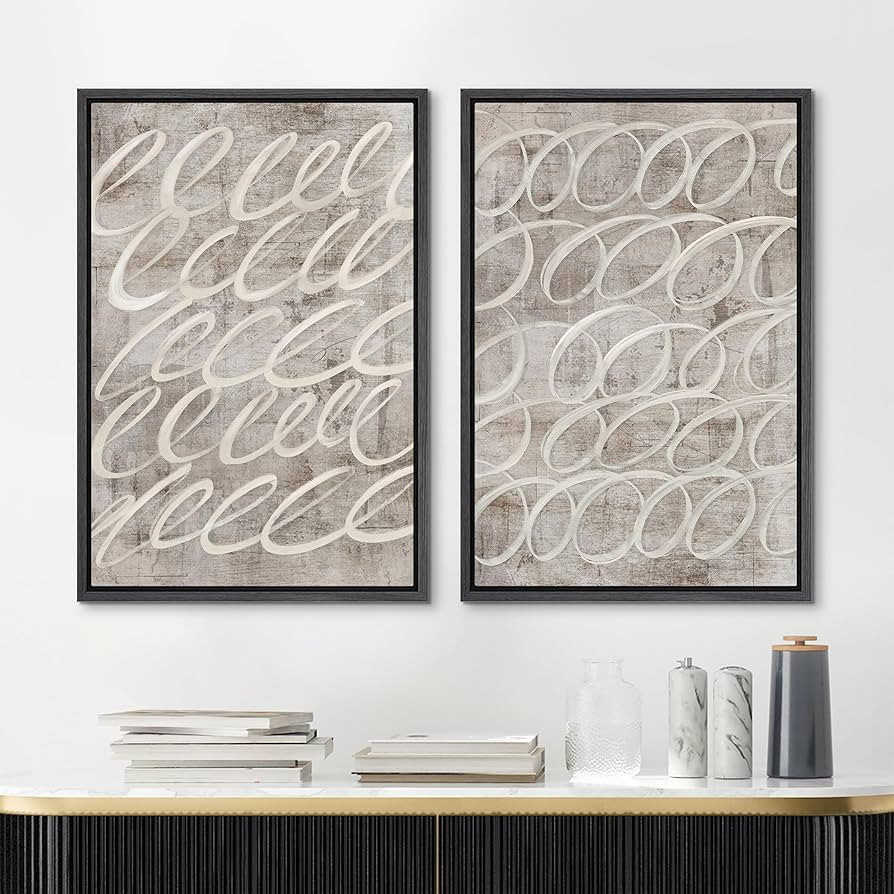 MUDECOR Framed Canvas Print Wall Art Vintage Mid-Century Swirl Abstract Shape Illustrations Moder... | Amazon (US)