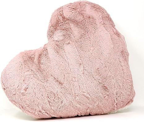 Tache Home Fashion # 7-HeartPillow Faux Fur Throw Pillow Heart, One Size (Pack of 1), Pink/White | Amazon (US)