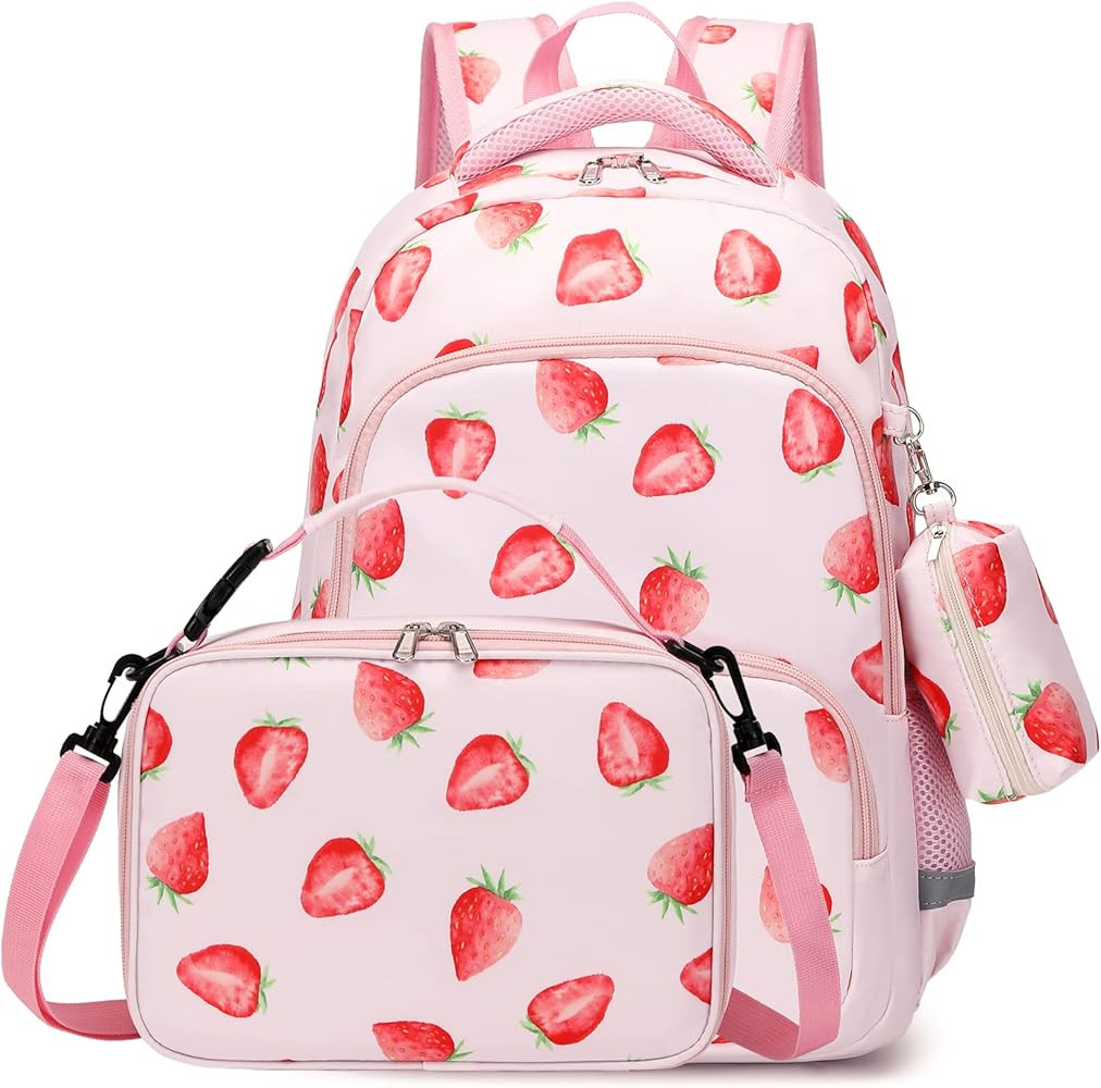 MIRLEWAIY 15.7 inch Kids Cute Fruit Pattern Printed kids School bag Bookbag Backpack Set Includes... | Amazon (US)