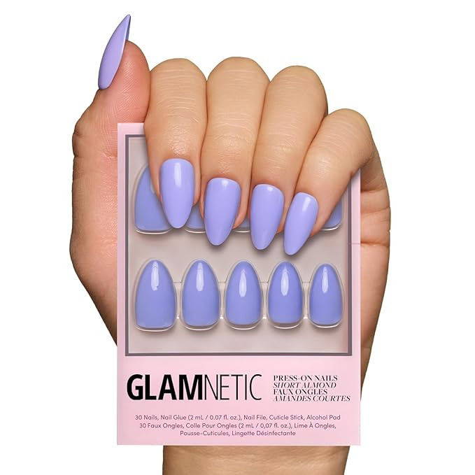 Glamnetic Press On Nails - Periwinkle | Short Almond Purple, Glossy Lavender Fake Nails, Reusable... | Amazon (US)