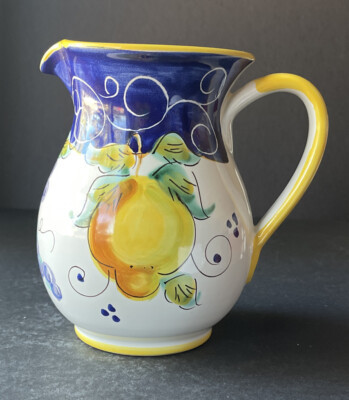 Firenze Ceramica Artistica Pitcher "Hand Painted Fruits" Italian Pottery w/ Tag | eBay | eBay US