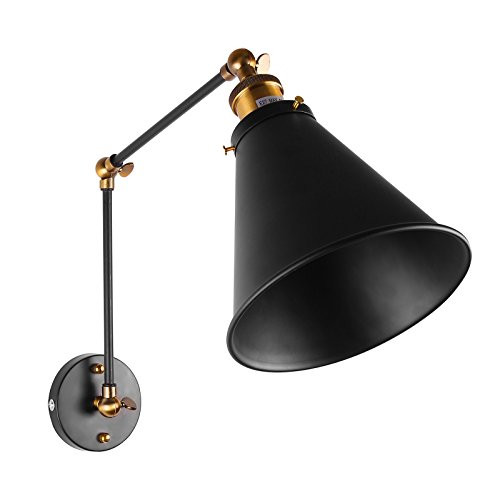 Lemonbest Industrial Swing Arm Wall Sconce Shade Adjustable Handle Rustic Loft Light Sconce Wall Lam | Amazon (US)