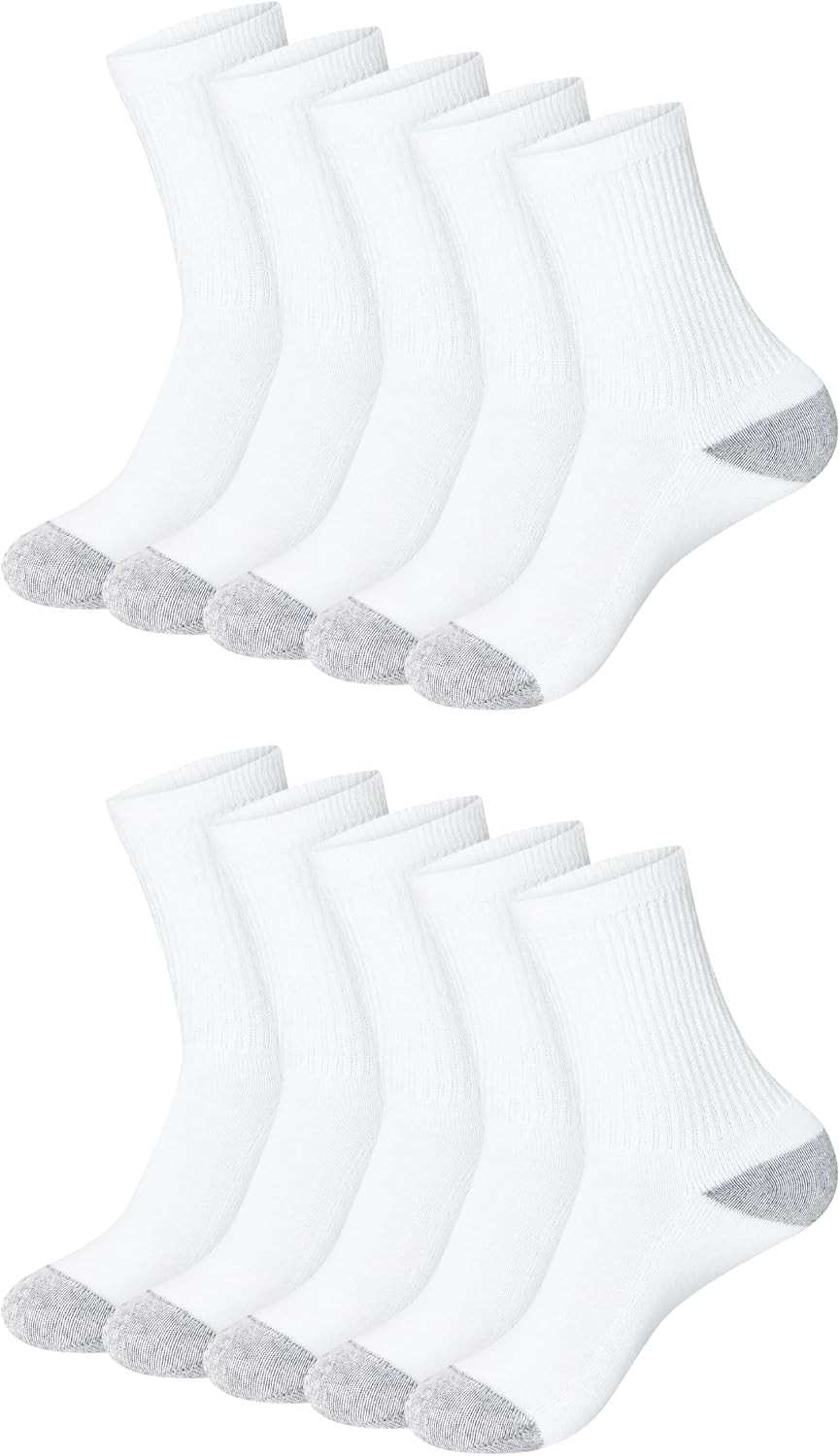 Hanes womens 10-pair Value Pack Crew fashion liner socks, White, 8-12 US | Amazon (US)