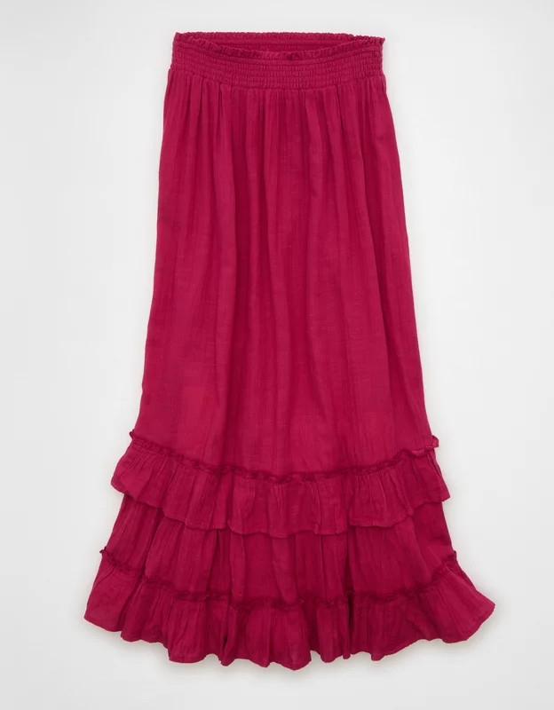 AE Mid-Rise Tiered Ruffle Maxi Skirt | American Eagle Outfitters (US & CA)