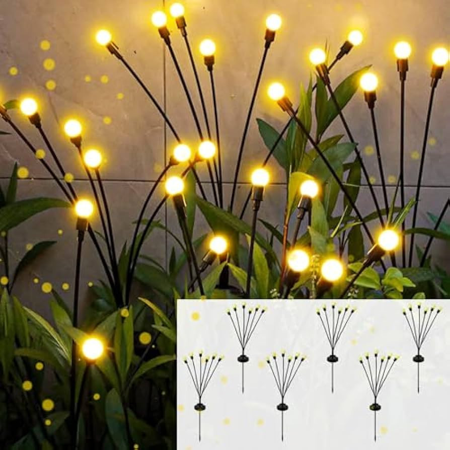 Solar Garden Lights, Upgraded Solar Outdoor Lights Waterproof, Firefly Garden Lights with Flexibl... | Amazon (US)