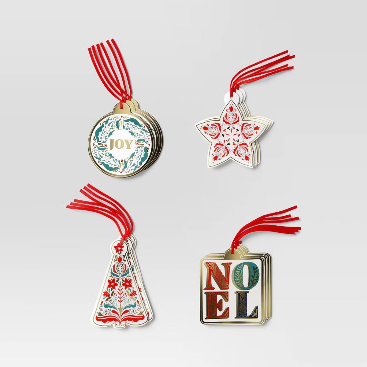 16ct Christmas Tie-On Gift Tags Wreath Noel/Joy/Star/Tree - Wondershop™ | Target