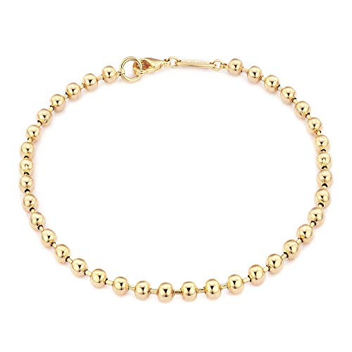 MEVECCO Gold Beaded Bracelets,14K Gold Plated Handmade Cute Satellite Round Beads Dainty Chain Br... | Amazon (US)