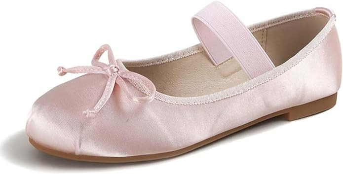 JOEupin Women's Pink Ballet Flats with Bow - Comfortable & Lightweight Shoes | Ballet Flats with ... | Amazon (US)