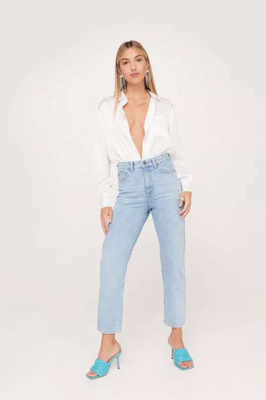 Oversized Long Sleeve Satin Shirt | Nasty Gal (US)