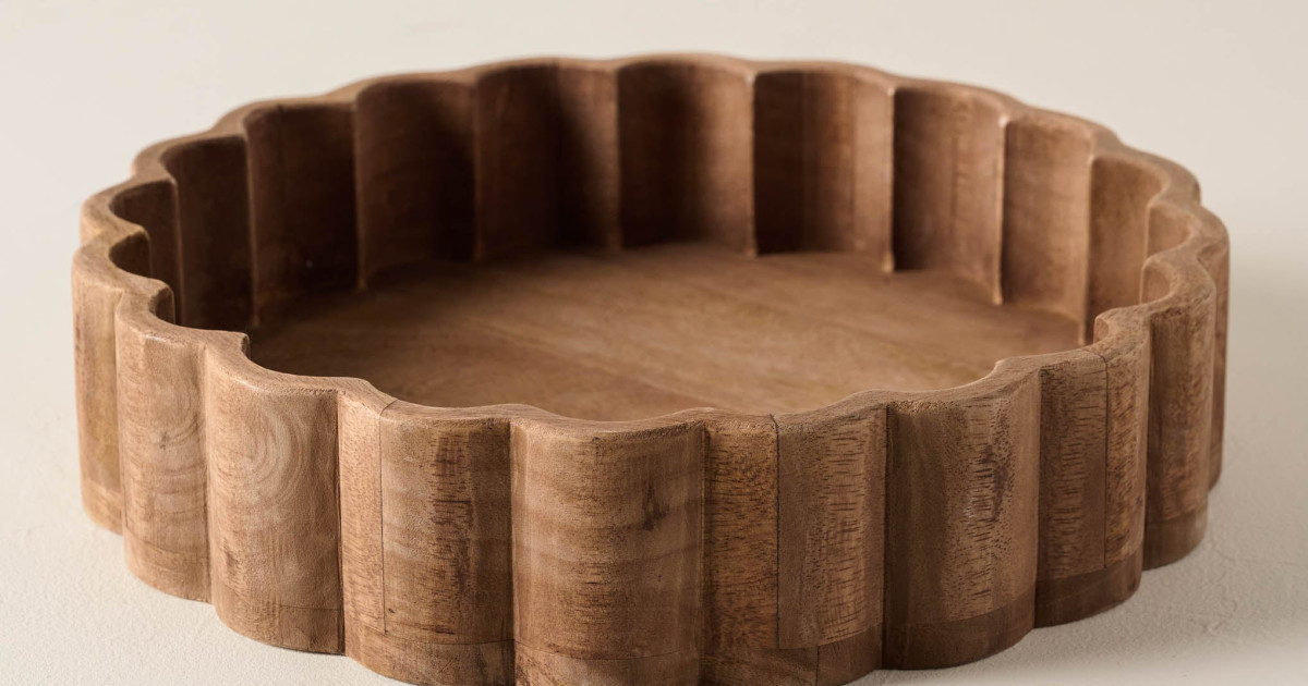 Antiqued Wood Scalloped Tray | Magnolia