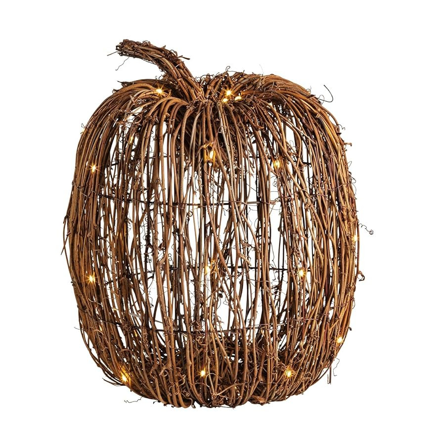 Mud Pie Thanksgiving Large Light-Up Rattan Pumpkin | Amazon (US)