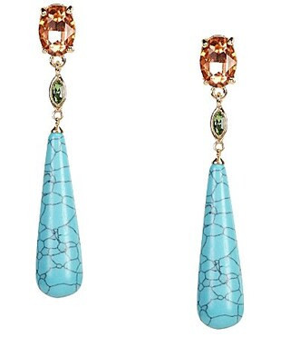Gemma Layne Semi Precious Stone Drop Earrings - Gold | Dillard's