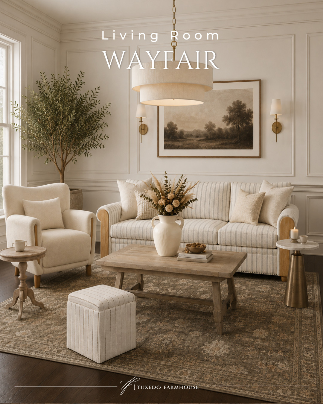 Create a warm, welcoming space with timeless pieces that make everyday living feel effortless. This striped sofa, cozy accent chair, gorgeous rug, and classic lighting come together for a look that's elegant, comfortable, and easy to love. Every piece is currently on my Wayfair favorites list!

#LTKHome #LTKStyleTip #LTKSaleAlert #Wayfair #LivingRoomDecor #NeutralHome #TraditionalStyle #CozyHome 

 #LTKstorytime #LTKHome #LTKSaleAlert