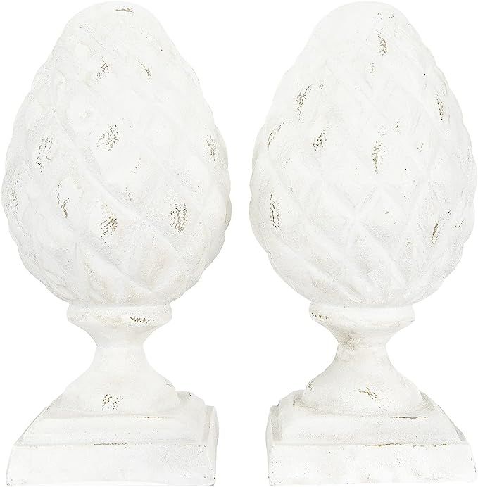 Creative Co-op EC0303 Resin Pinecone Finial Bookends, White | Amazon (US)