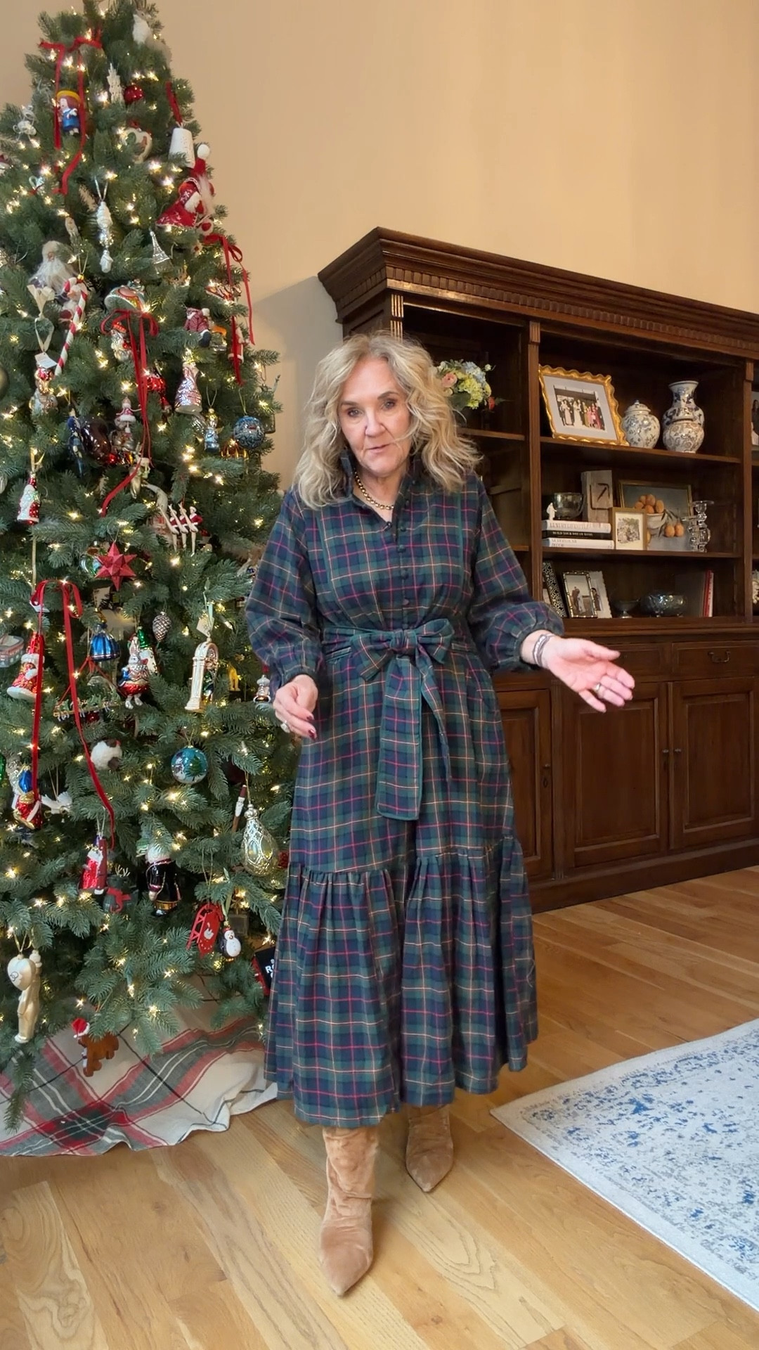 Plaid holiday dress wearing a small it’s getting very limited. This style runs big. Def size down  
Victoria Dunn is a designer I’ve worked with out of Charleston for 4 years. Feminine designs. 

#LTKOver40 #LTKHoliday #LTKPetite