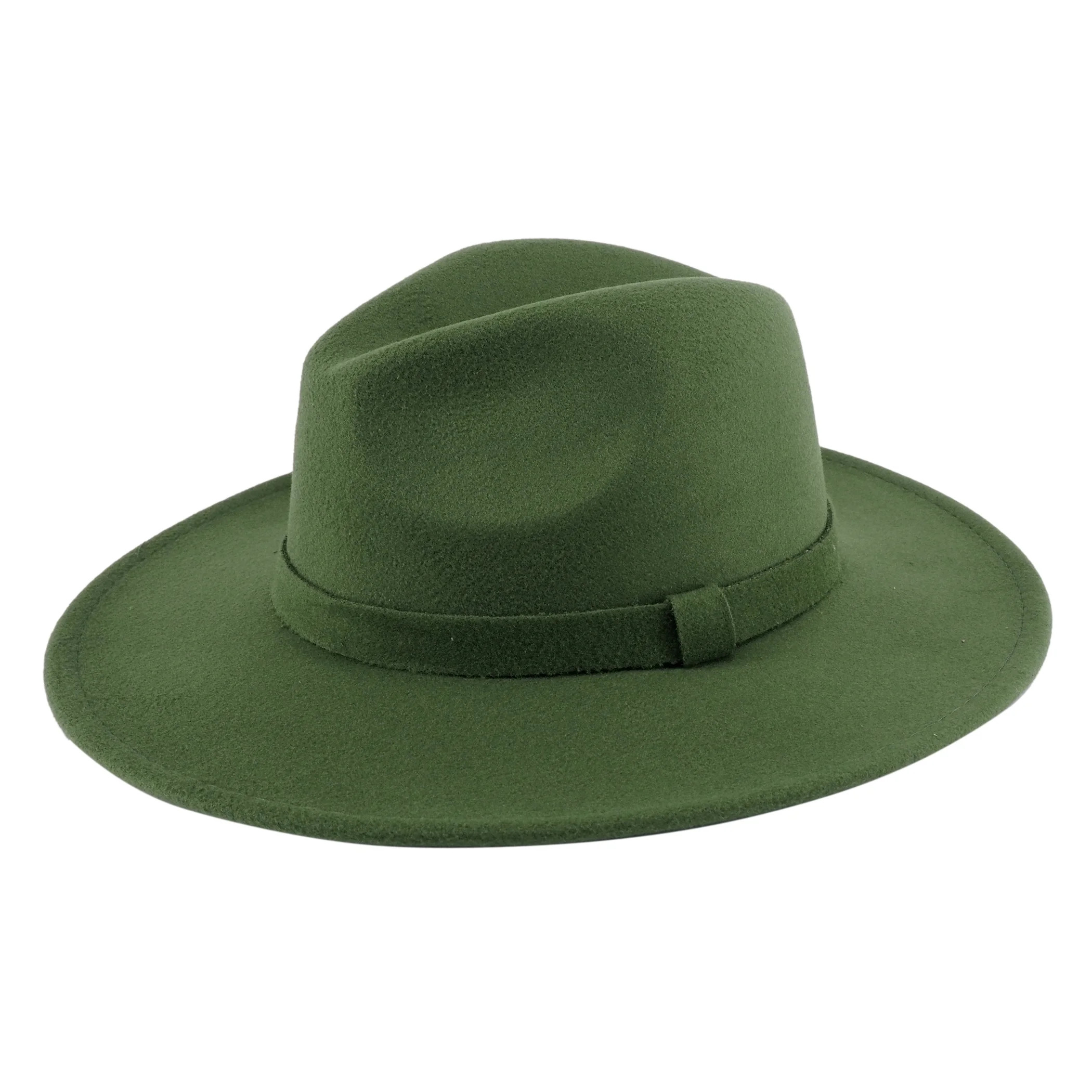 Army Green Fedora Panama Upturn Wide Brim Cotton Blend Felt Hat | Walmart (US)