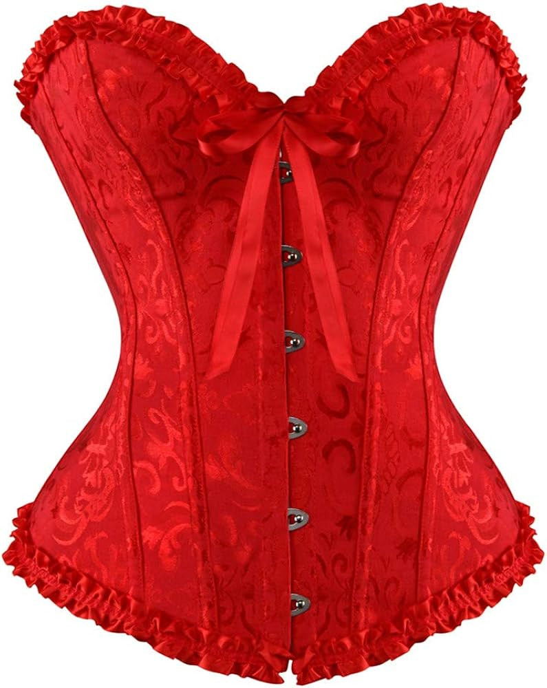 Kranchungel Plus Size Corset Women's Floral Pleated Trim Overbust Waist Cincher Bustier Top | Amazon (US)