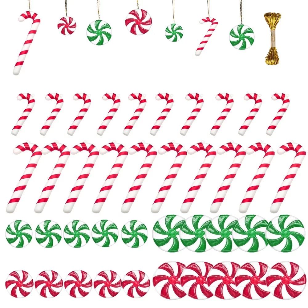 Durable Christmas Tree Decorations - Realistic Candy Props & Cane Lollipop, 40pcs Plastic Pepperm... | Walmart (US)