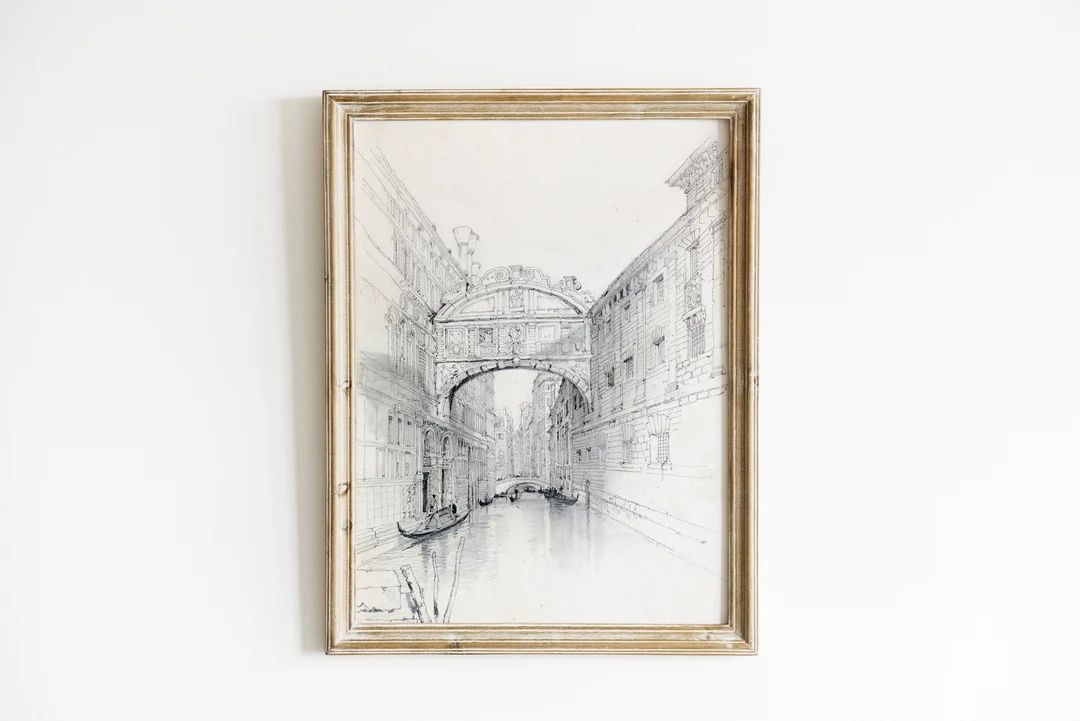 Vintage Sketch Of Bridge of Sighs in Venice | Vintage Architecture Sketch | Italian Cityscape Dra... | Etsy (US)