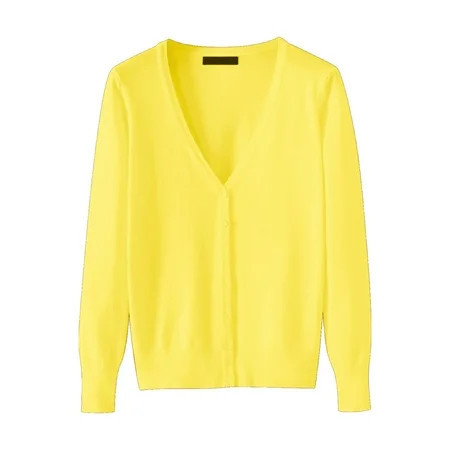 Yellow Cardigan Sweaters for Women s Lightweight V Neck Cardigan Sweater (Available In Plus Size) | Walmart (US)