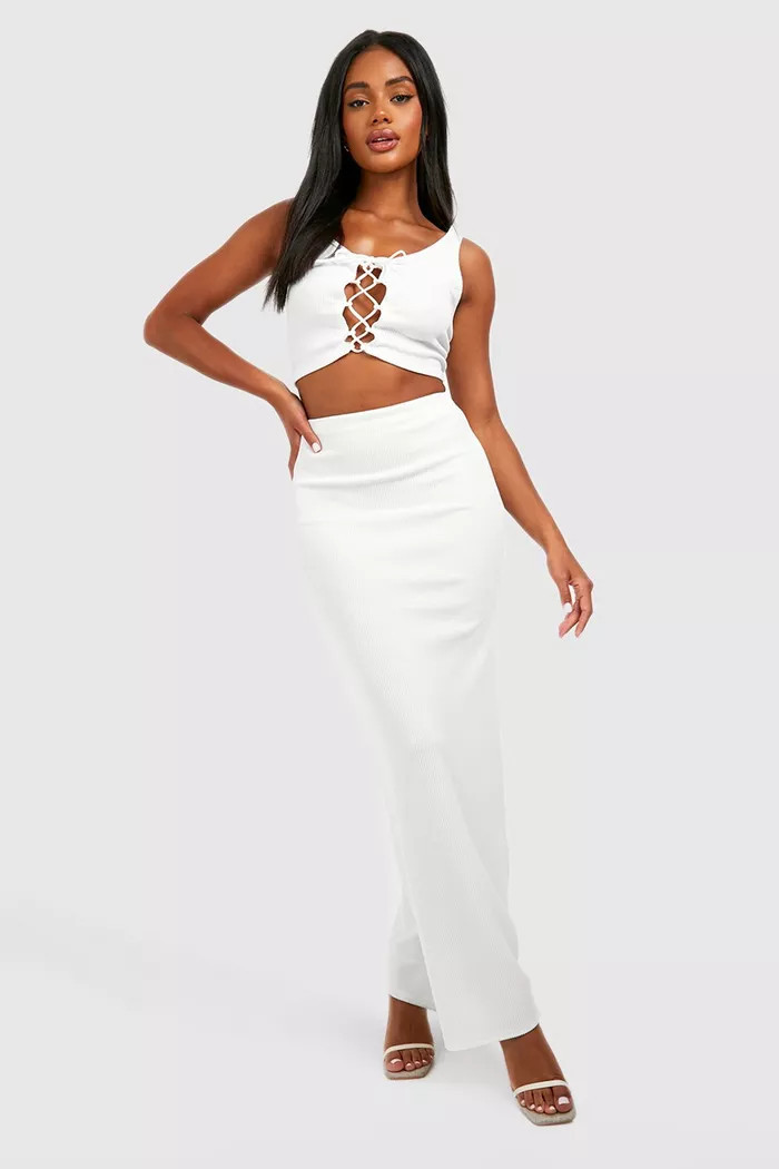 Ribbed Column Maxi Skirt | Boohoo.com (UK & IE)