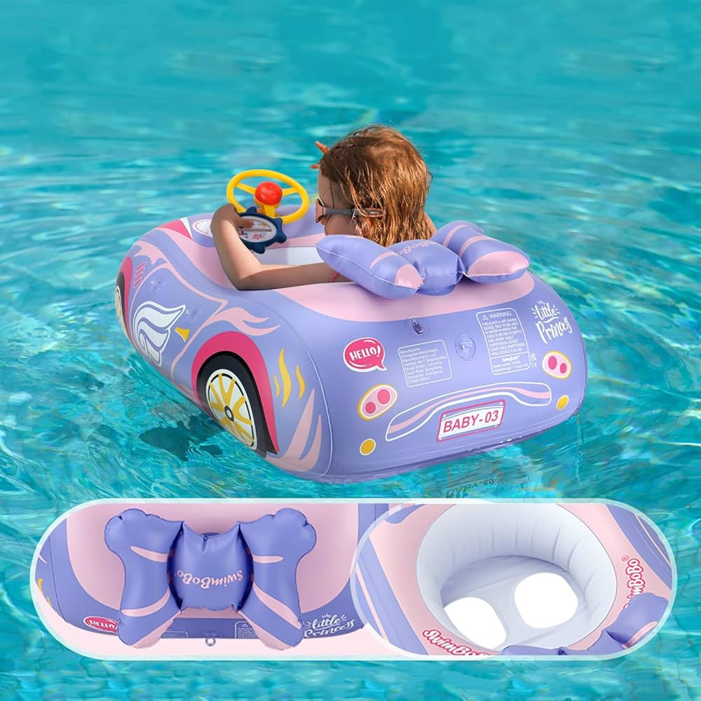 Baby Pool Float with 3D Car Design, PVC Baby Swim Float, Toddler Pool Float, Swimming Floats Seat... | Amazon (US)