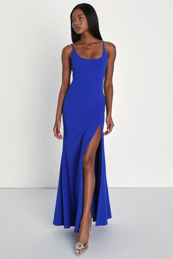 Modern Sensation Royal Blue Scoop Neck Mermaid Maxi Dress | Lulus