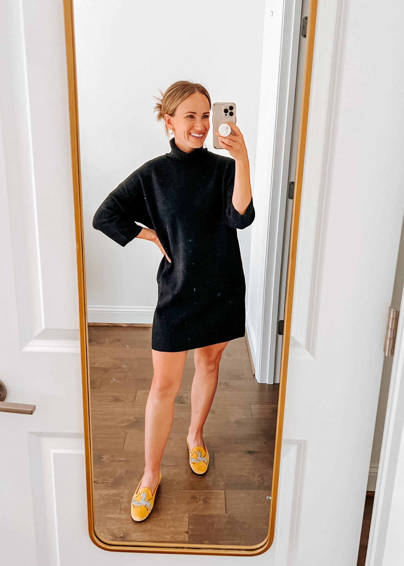 Black turtleneck dress, black sweater dress, mock neck dress, black funnel neck dress, black high neck dress. This dress from Tuckernuck is under $150 and the perfect fall and winter staple! Pair with loafers like I’ve done below, or high boots for an elevated look. Throw on a pair of sneakers for a casual look!

#LTKSeasonal#LTKstyletip#LTKshoecrush