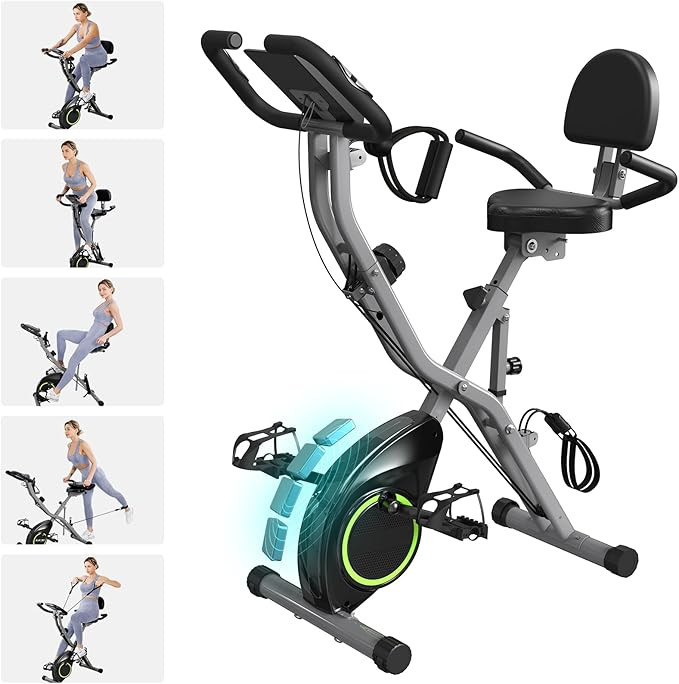 Foldable Exercise Bike Stationary Bikes for Home, 5 IN 1 Indoor Workout Bike, Cycling Bike with 1... | Amazon (US)
