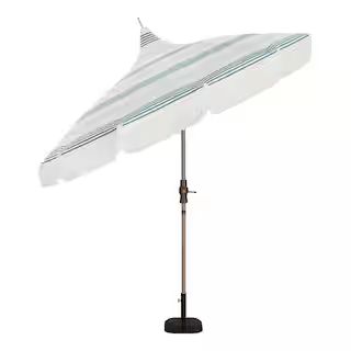 9 ft. Aluminum Market Auto Tilt Patio Umbrella in Elsa Stripe | The Home Depot