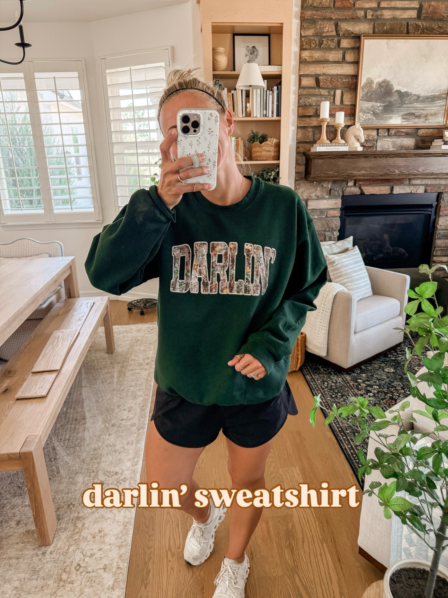 Darlin camo sweatshirt from Amazon! I have large.