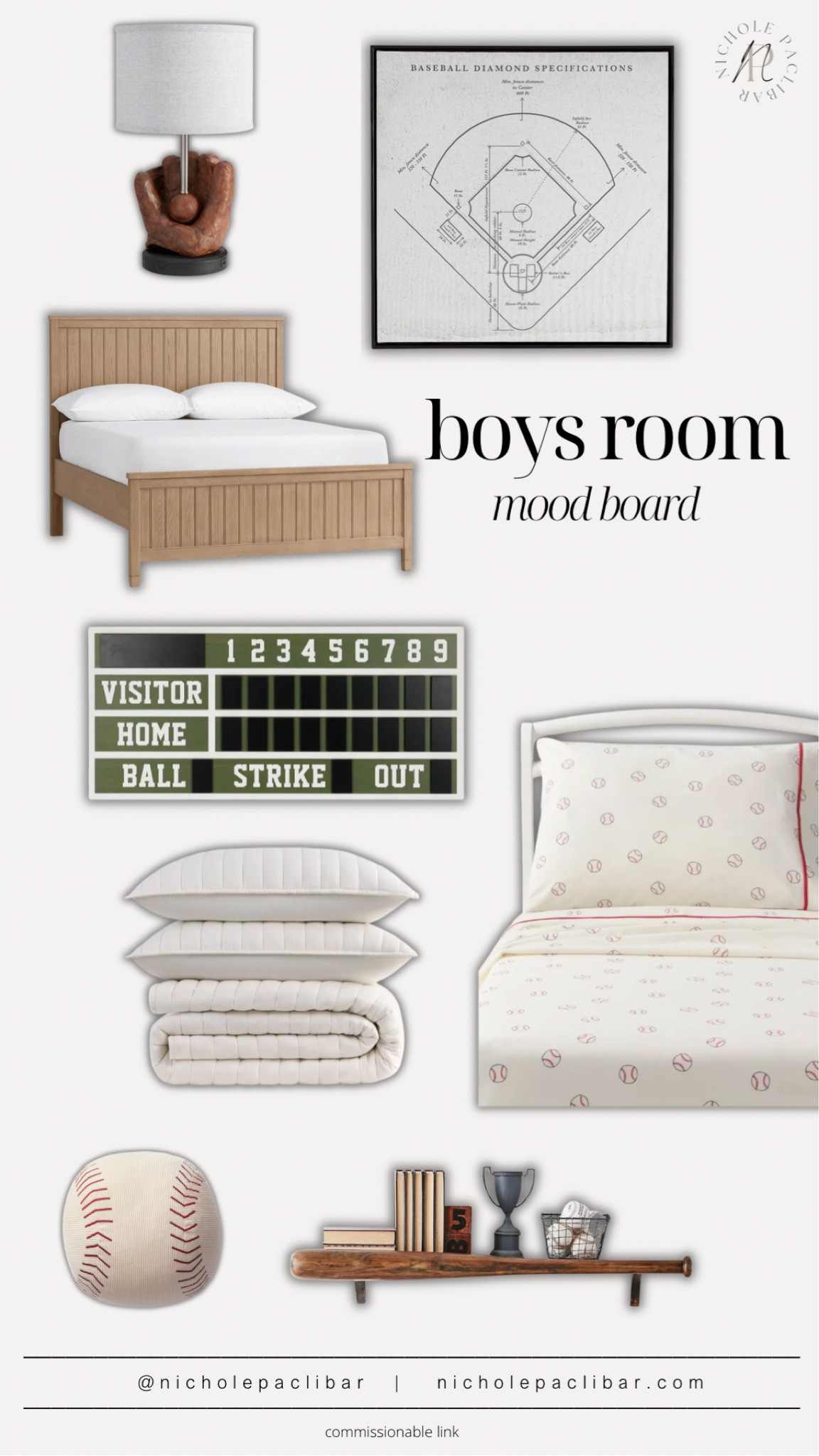 Baseball-themed boys room mood board ⚾️🤎 Featuring neutral bedroom decor, baseball bedding, a wood bed frame, vintage-inspired sports decor, and cozy kids room essentials. Shop all my boys room finds and baseball bedroom decor 

#LTKHome #LTKmomlife #LTKKids