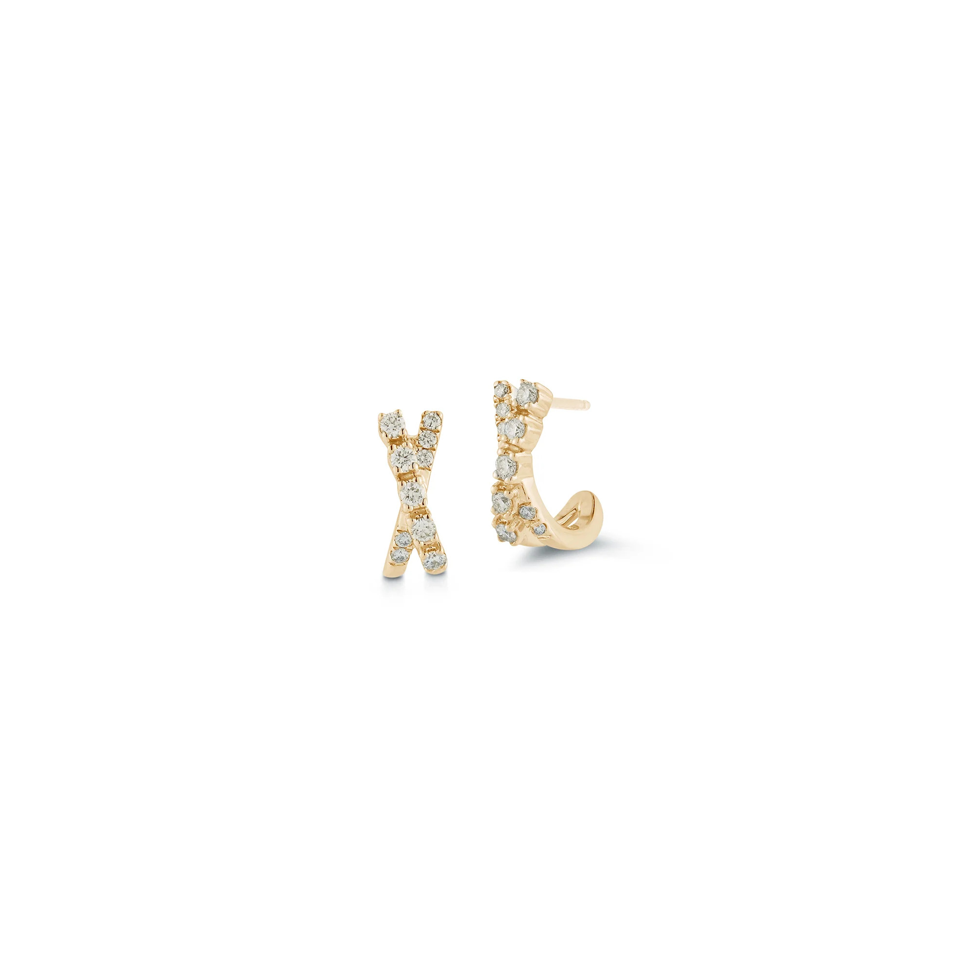 Diamond Huggie Earrings: Ava Bea Crossover Mini Huggies | Dana Rebecca Designs