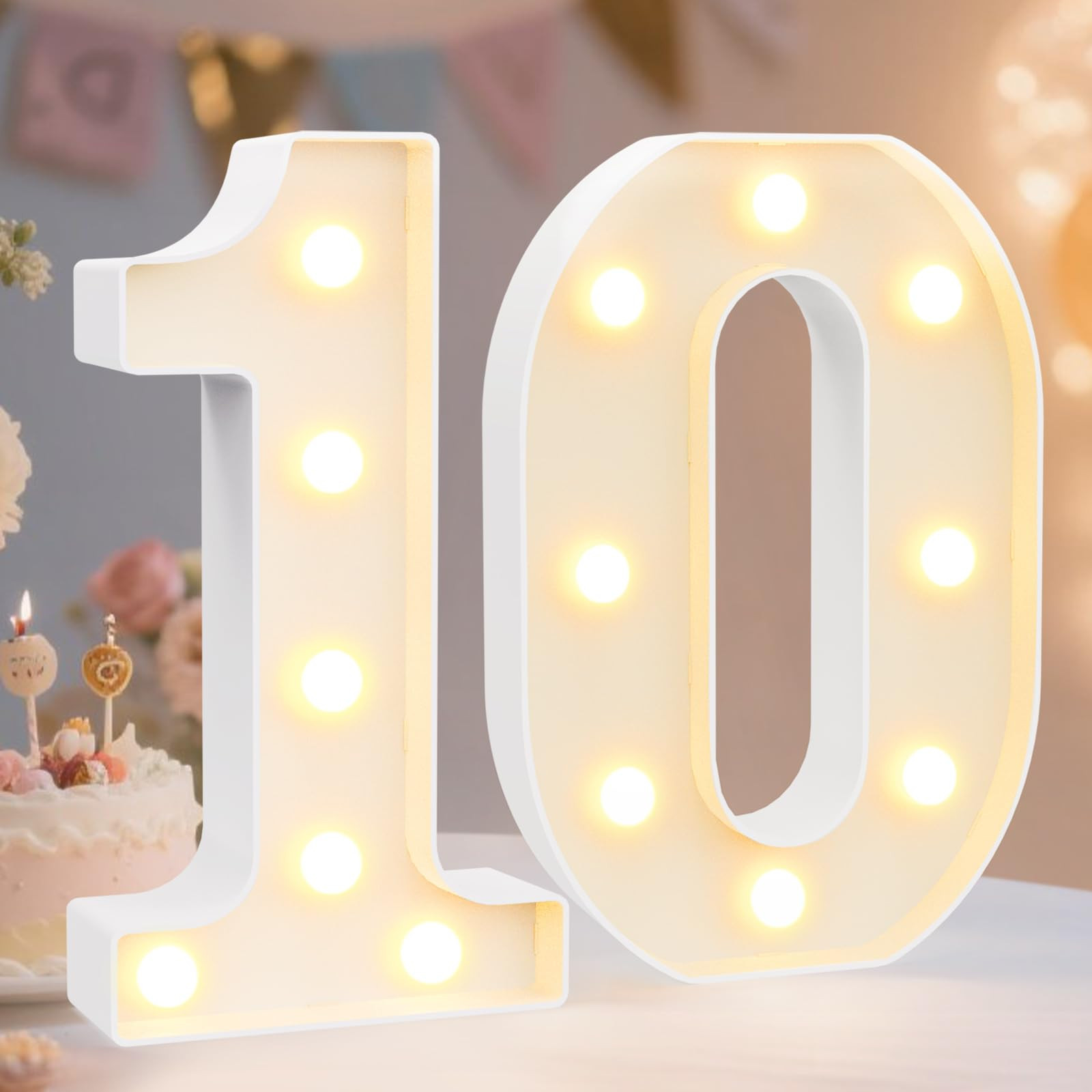 Pooqla Decorative Led Light Up Number Letters, White Plastic Marquee Number Lights Sign for 10th ... | Amazon (US)