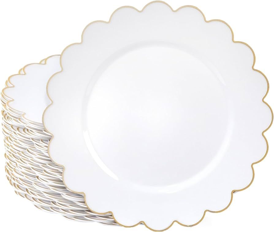 Sparkle and Bash White Plastic Plates with Gold Scalloped Edge (9 Inches, 50 Pack) | Amazon (US)