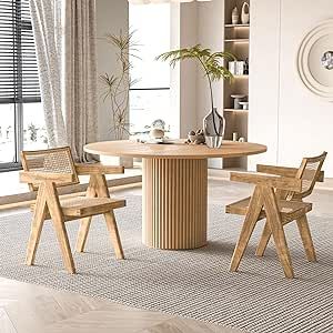 SIMTONAL Round Dining Table Modern Wood Kitchen Table 35'' Circular Tabletop for Leisure Coffee T... | Amazon (US)
