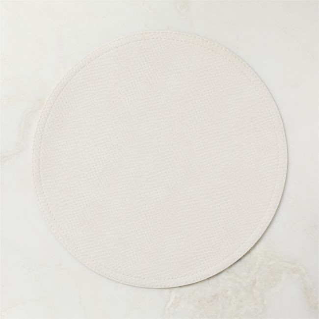 Python Cream Faux Leather Round Placemat | CB2