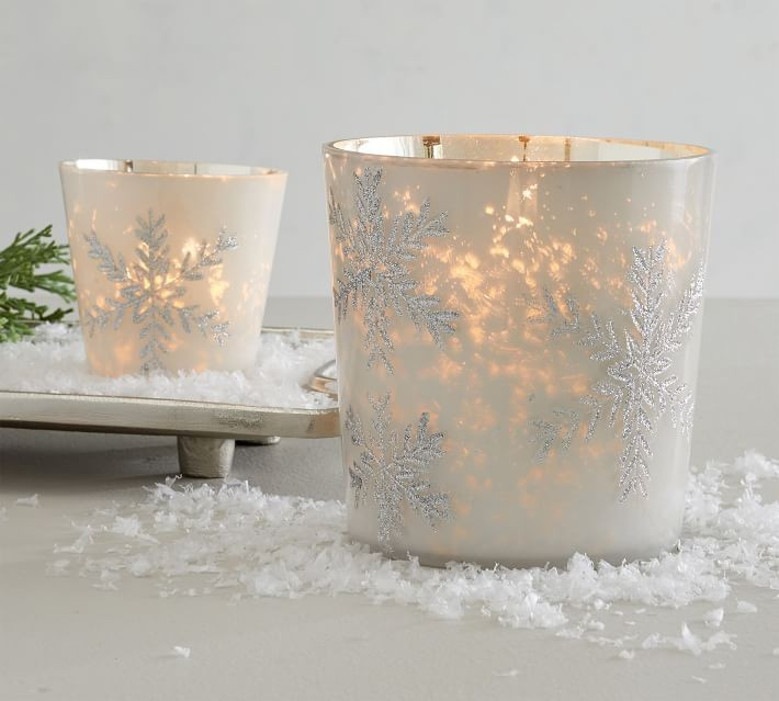 Glitter Snowflake Votive Candle Holders | Pottery Barn (US)