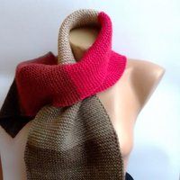 Chunky Knit Scarf Color Block Crochet Oversized Blanket Knitted Unisex Merino Wool Gift For Her Vale | Etsy (US)