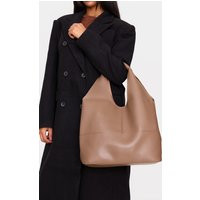 Beige Abstract Curved Tote Bag | PrettyLittleThing US