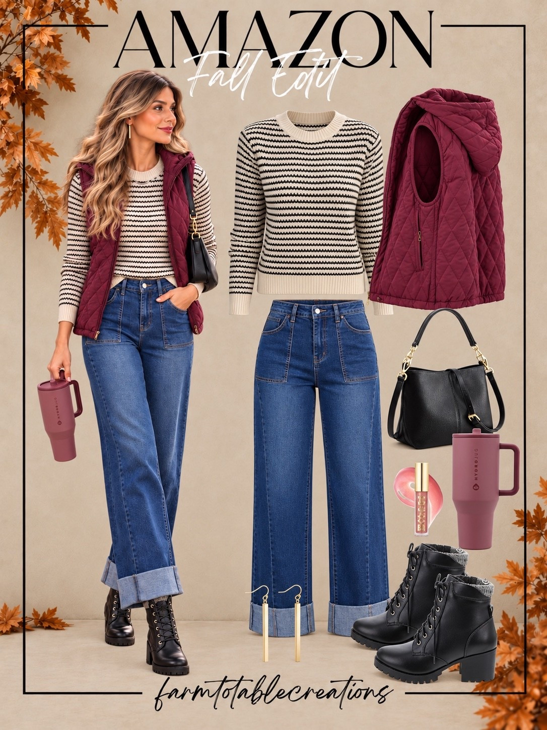 Amazon Fall Wine Tasting Outfit 🍷🍂

This Amazon fall wine tasting outfit is such a cute mix of cozy, casual, and polished. The striped sweater and cuffed jeans keep it relaxed, while the deep burgundy quilted vest adds that perfect fall color and an extra layer for cooler vineyard weather.

I love finishing this look with black ankle boots, a structured black bag, simple gold earrings, and a berry-toned lip. It’s perfect for a winery afternoon, fall date, girls’ day, or weekend outing.

Follow @farmtotablecreations on Instagram for more cozy home finds and trending decor.

#LTKStyle #LTKFashion #AmazonFashion #AmazonFinds #AmazonStyle #WineTastingOutfit #FallWineTasting #FallOutfit #WineryStyle #FallFashion #CasualFallStyle #BurgundyVest #SweaterWeather #AutumnOutfit #WeekendStyle

#LTKSeasonal #LTKOver40 #LTKmomlife