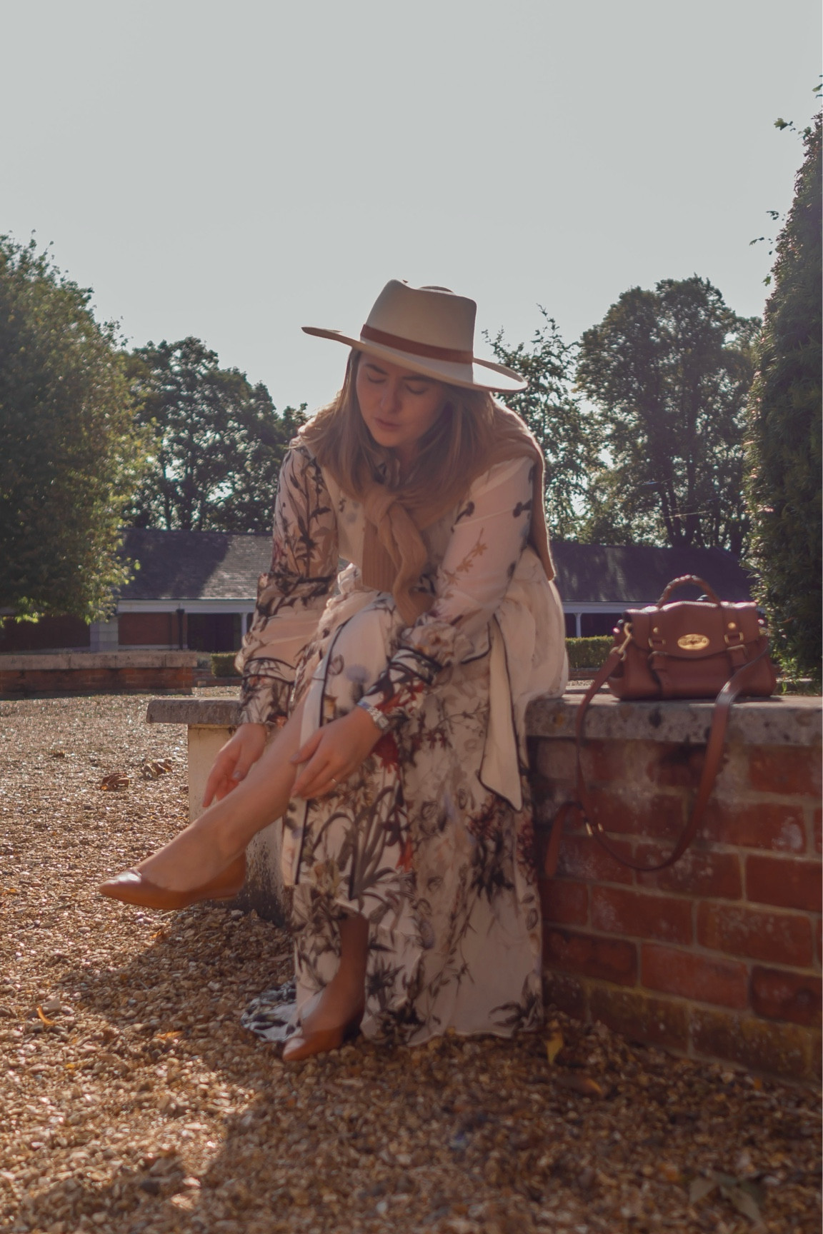 Ballet flats and floral autumn dress 