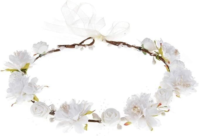DDazzling Girls Breath Crown Flower Girl crown Floral Headband Wedding Hair Wreath Photo Props | Amazon (US)