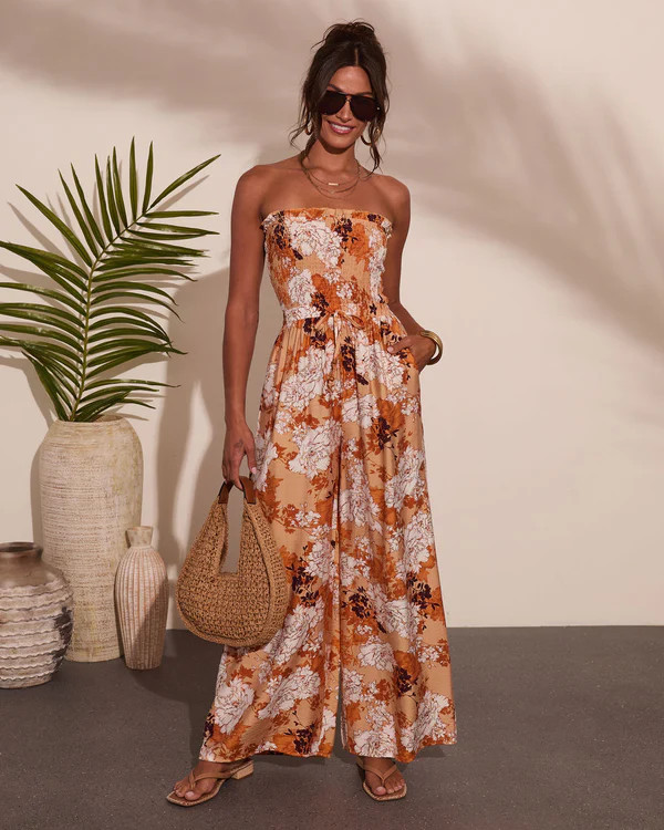Sun Daydream Strapless Floral Print Jumpsuit | VICI