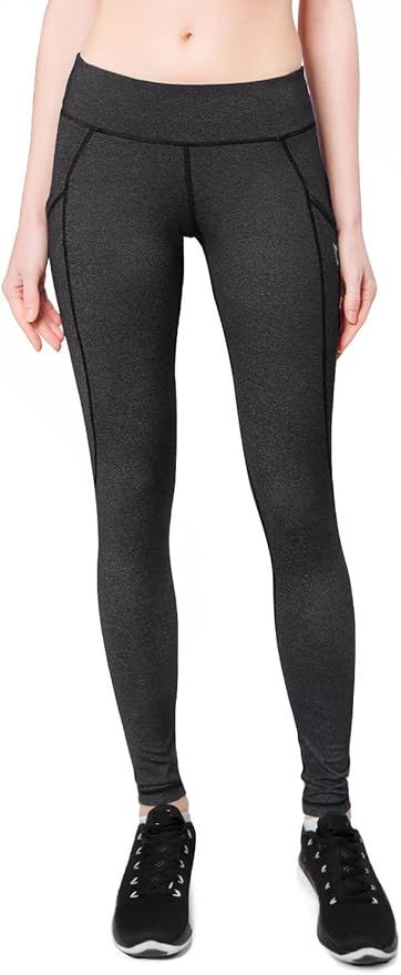 BALEAF Women's Mid Waist Yoga Leggings with Pockets 28" Workout Athletic Pants Running Tights | Amazon (US)