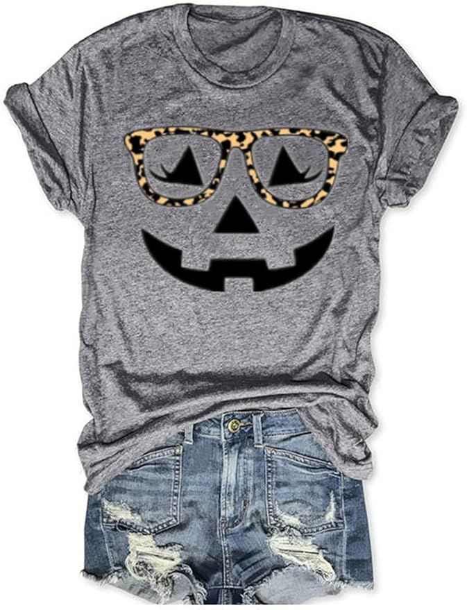 Halloween Pumpkin Shirt Women Funny Jack-O-Lantern Pumpkin Halloweentown University Tee Fall Shir... | Amazon (US)