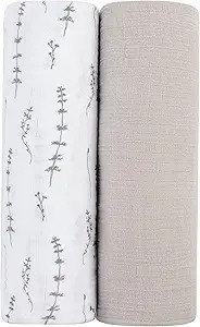 Ely's & Co. Muslin Swaddle Blanket 2-Pack — 100% Cotton Muslin Extra-Large Swaddle Blankets (47... | Amazon (US)