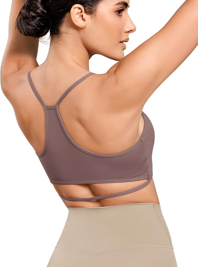 ODODOS Cloud Feeling Halter Sports Bra for Women Padding Cut Out Racerback Yoga Tank Top | Amazon (US)