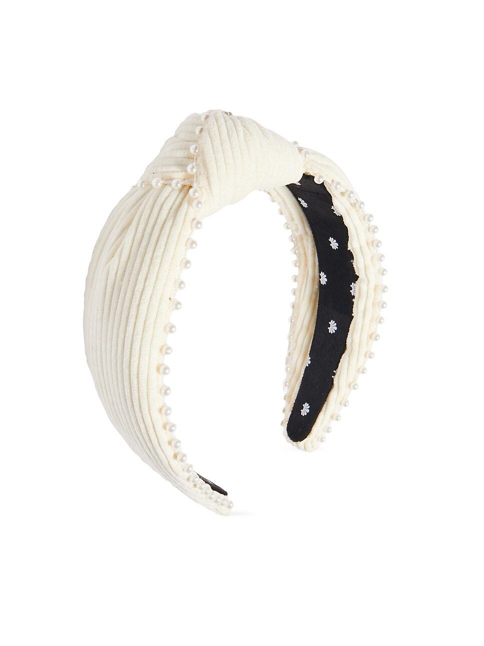 Pearl-Trimmed Corduroy Knotted Headband | Saks Fifth Avenue